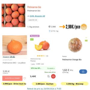 Plus économique le potimarron bio sur le groupement d'achat des Jardins de Baugnac